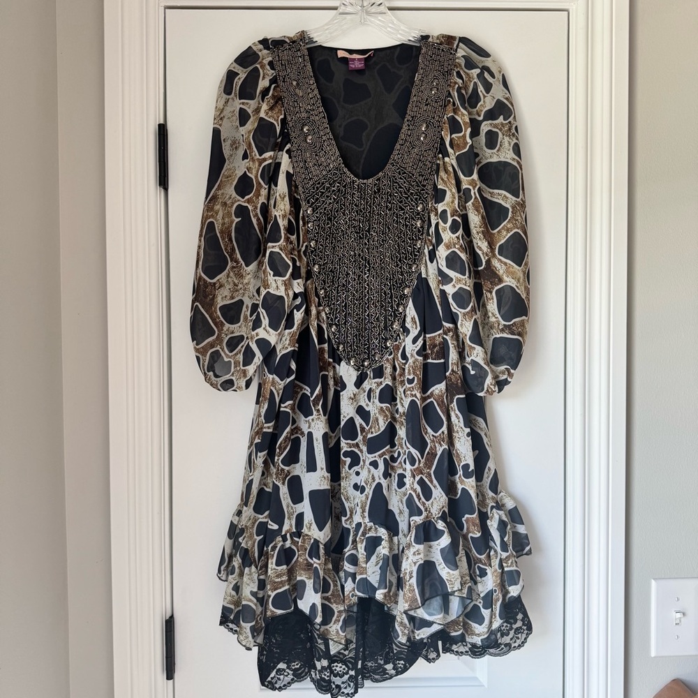 Issue Beaded Lace Lined Mini Dress
